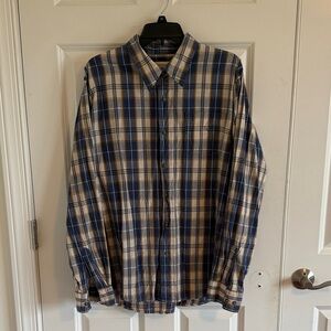 Wrangler Jeans Co. Blue and Cream Plaid Men's Shirt XL